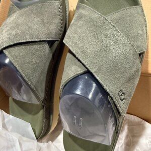 UGG Sandals Goldenstar Cross Platform Slide Moss Green Suede Leather Size 11